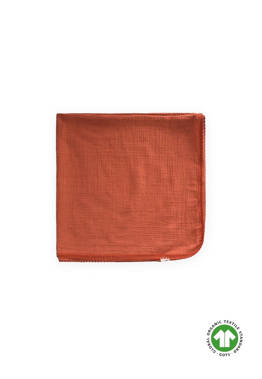 Dantel İşlemeli Tekkat Müslin Battaniye 100X100 cm +/- 3 cm Rust