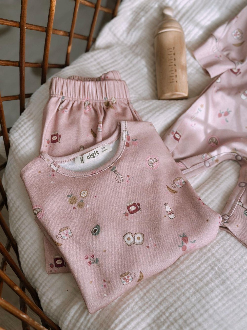 Desenli Mevsimlik Pijama Takım 1-7 Yaş PUDRA PEMBE