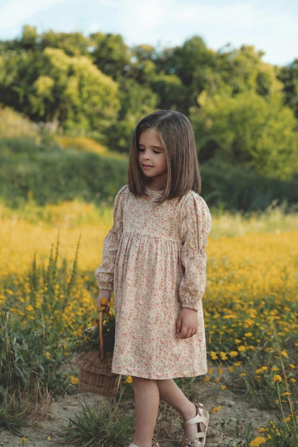 Müslin Elbise 4-12 Yaş Ekru