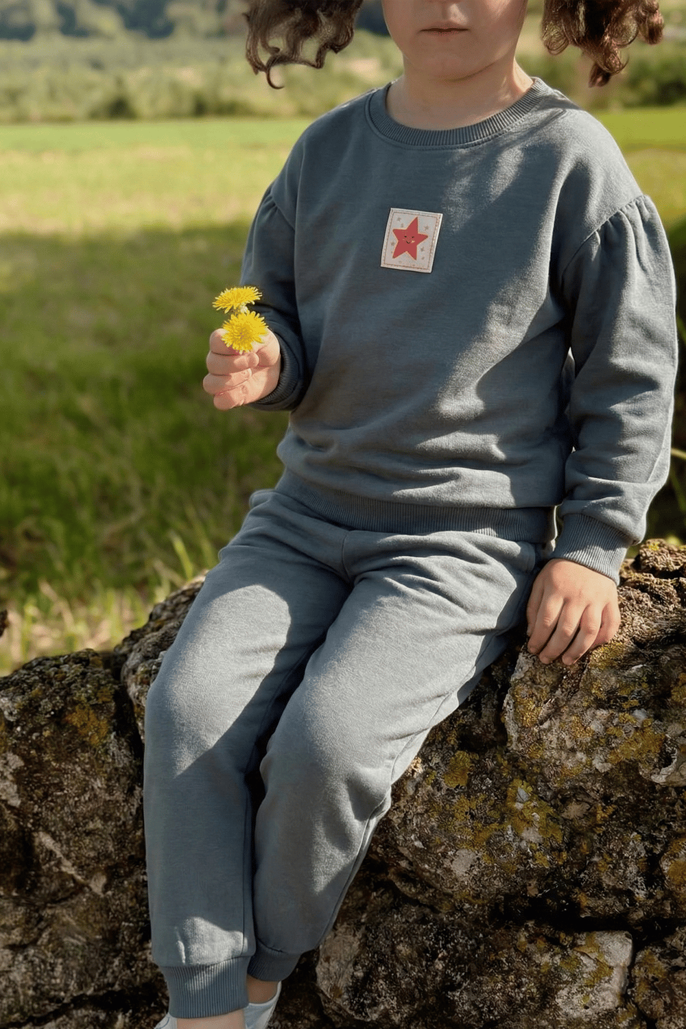 Etiket Detaylı Sweatshirt Takım 1-7 Yaş Çağla Yeşili