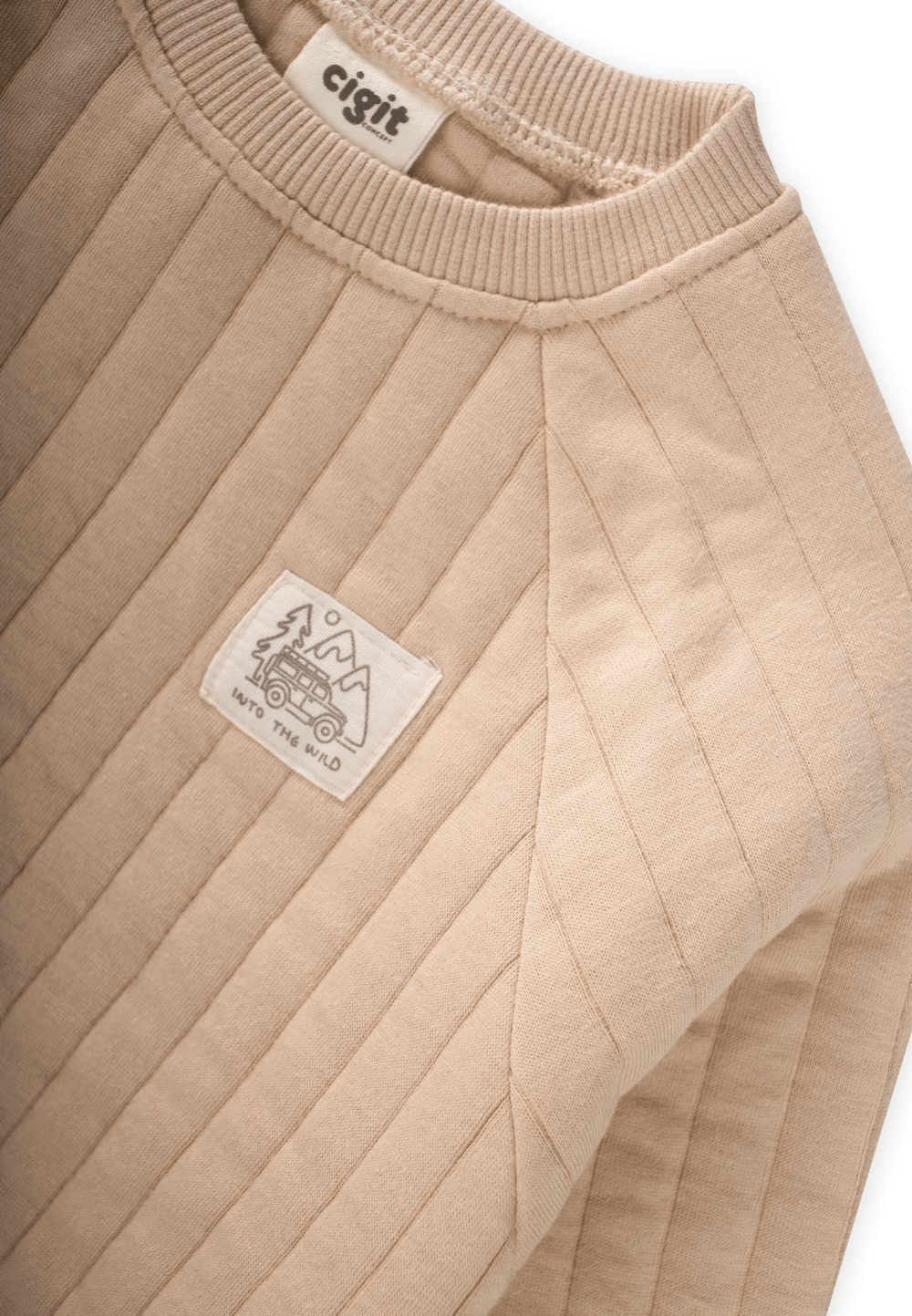 Kapitone Sweatshirt Takım 1-7 Yaş Bej