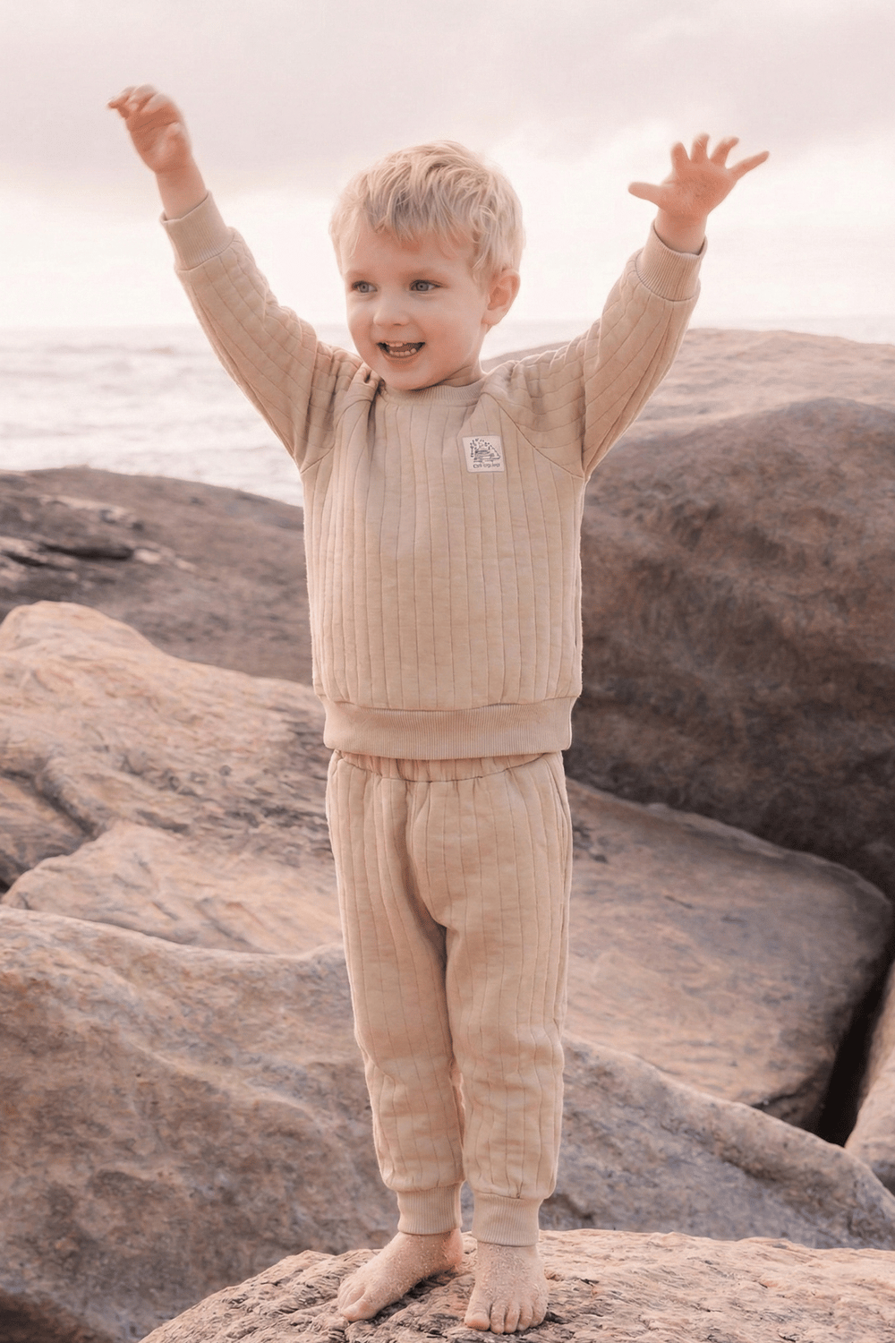 Kapitone Sweatshirt Takım 1-7 Yaş Bej