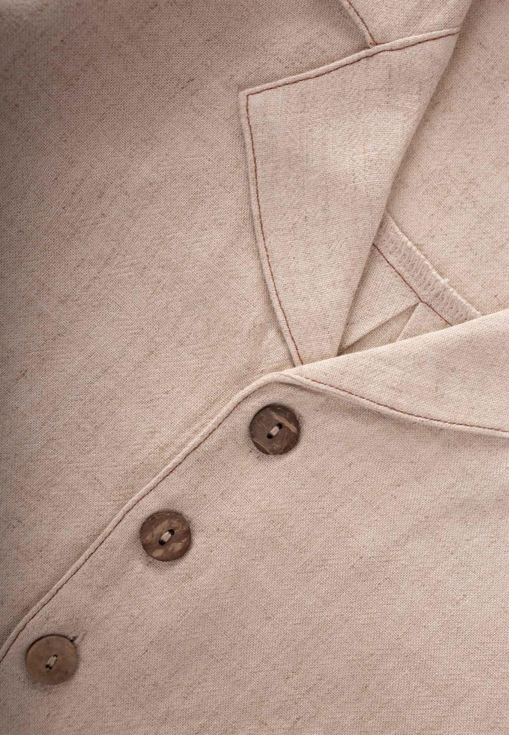 Keten Kalın Taba Dikişli Ceket 2-7 Yaş NATUREL