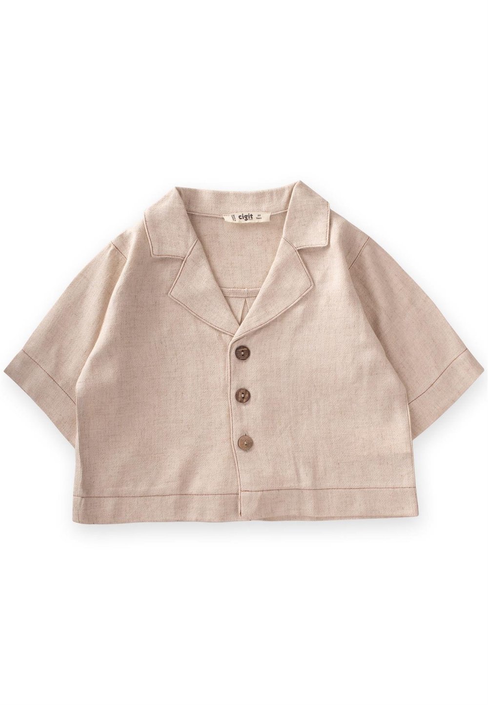 Keten Kalın Taba Dikişli Ceket 2-7 Yaş NATUREL