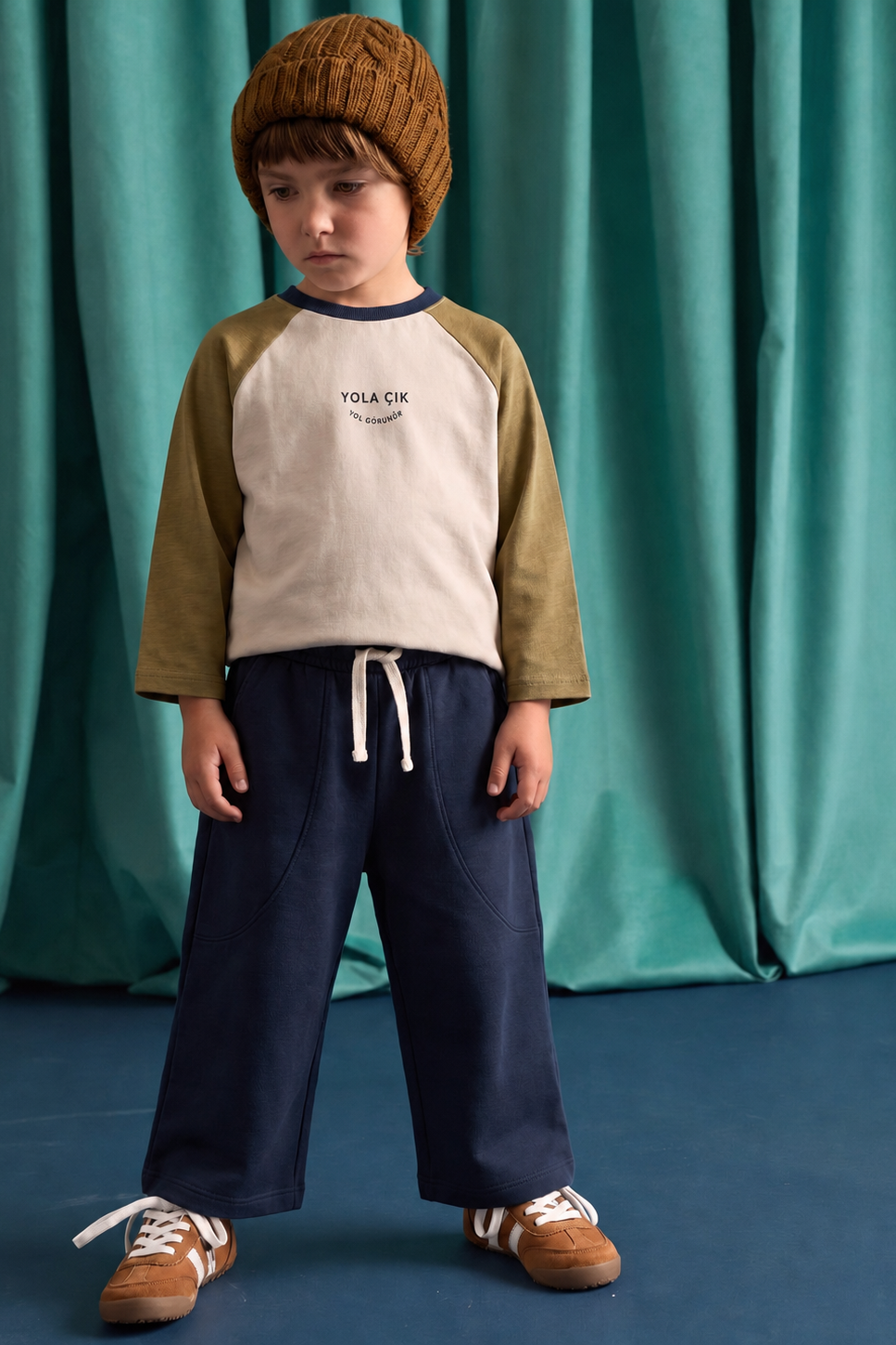 Mevsimlik Reglan Kol T-Shirt Takım 2-10 Yaş Kum