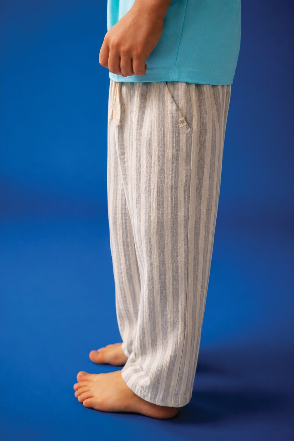Müslin Pantolon 1-10 Yaş GRİ KLN ÇİZGİ