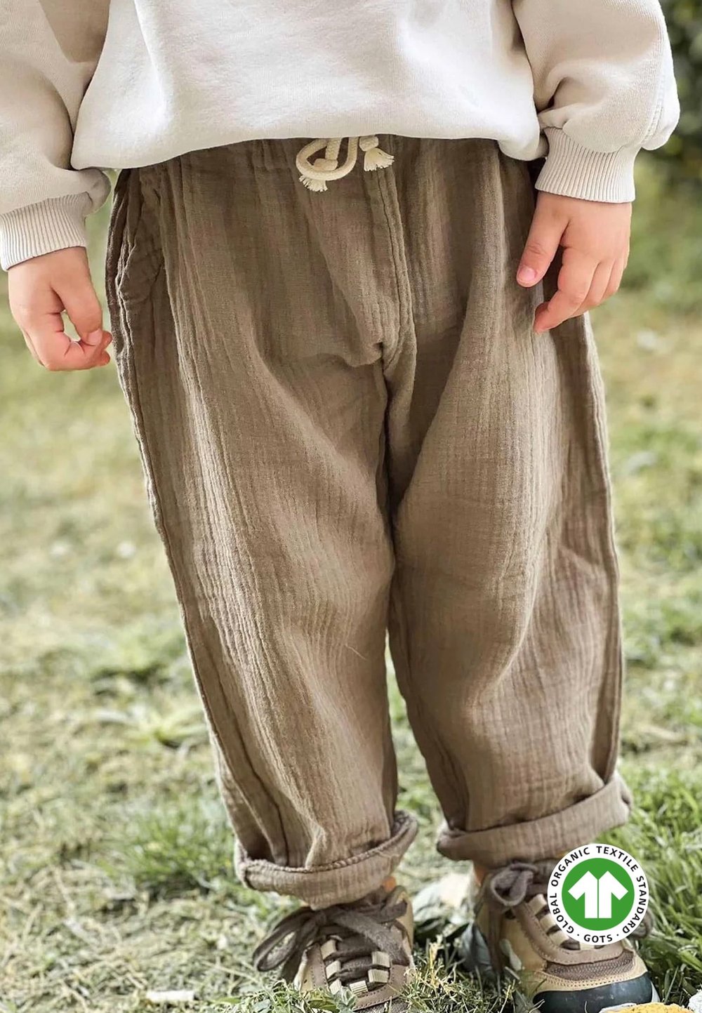 Organik Müslin Pantolon 1-10 Yaş Koyu Bej