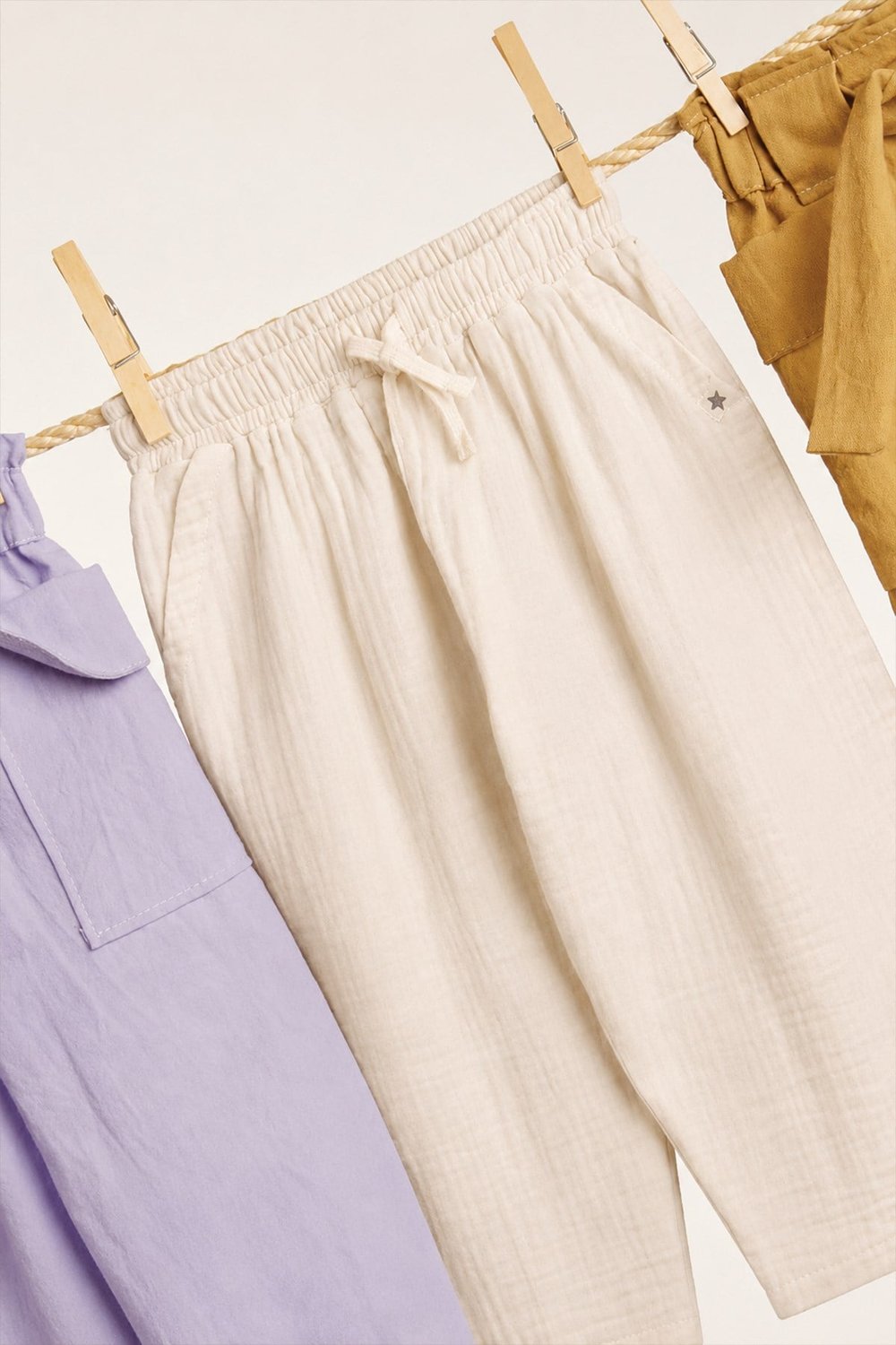 Organik Müslin Pantolon 1-10 Yaş Krem