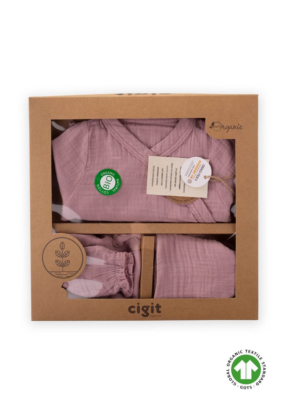 Organik Hastahane Çıkışı Bebek Takımı 0-3 Ay LEYLAK