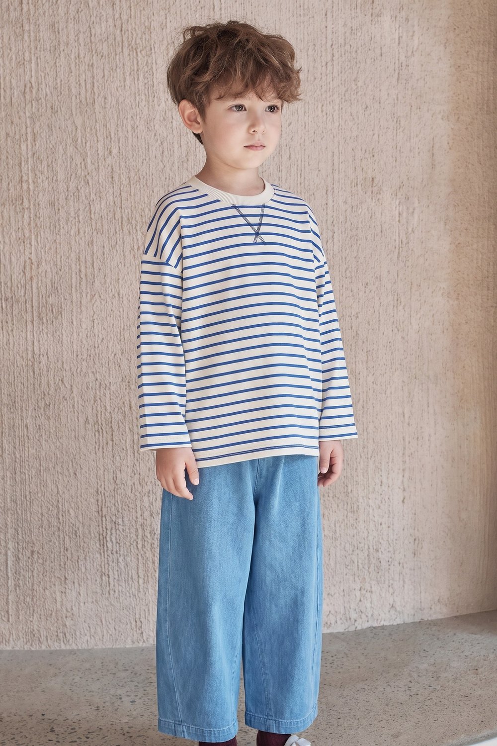 Oversize Mevsimlik Geniş Kesim Pantolon Takım 2-10 Mavi Çizgili