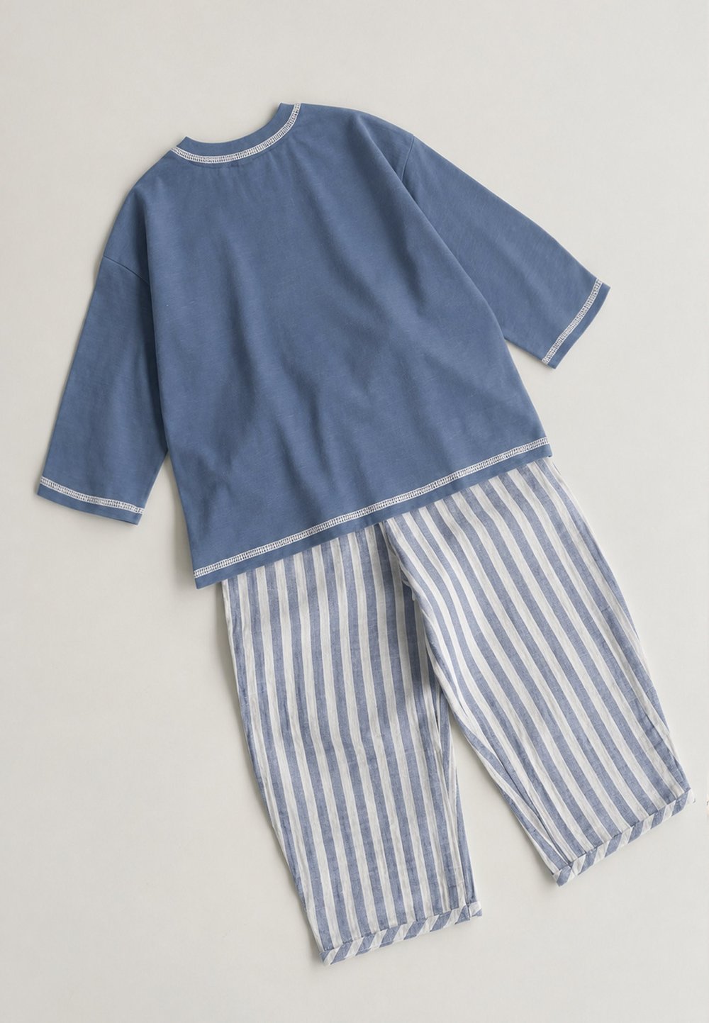 Oversize Pantolon Takım 2-10 Yaş İndigo Kalın Çizgili
