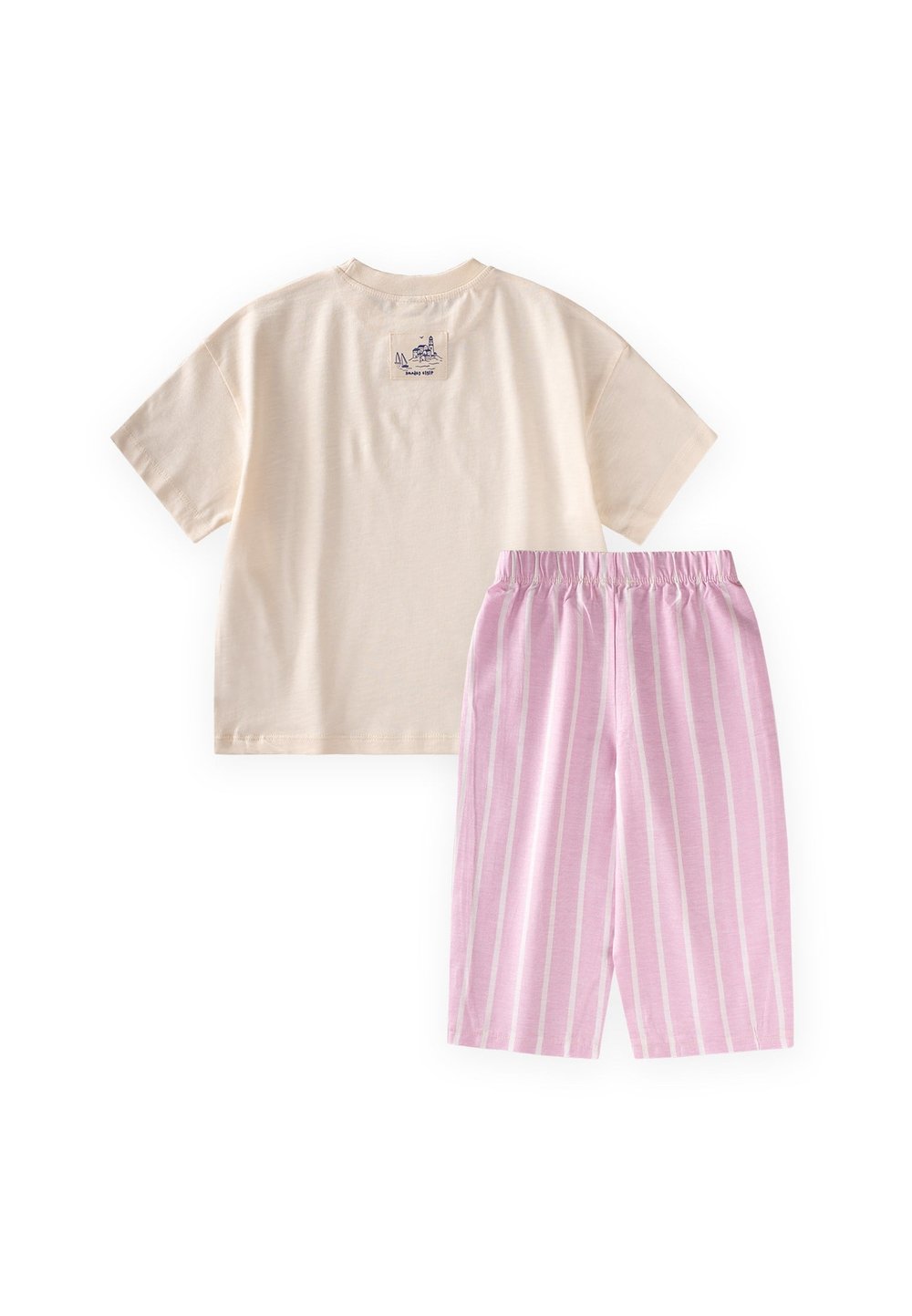 Oversize T-Shirt Takım 2-10 Yaş Ekru