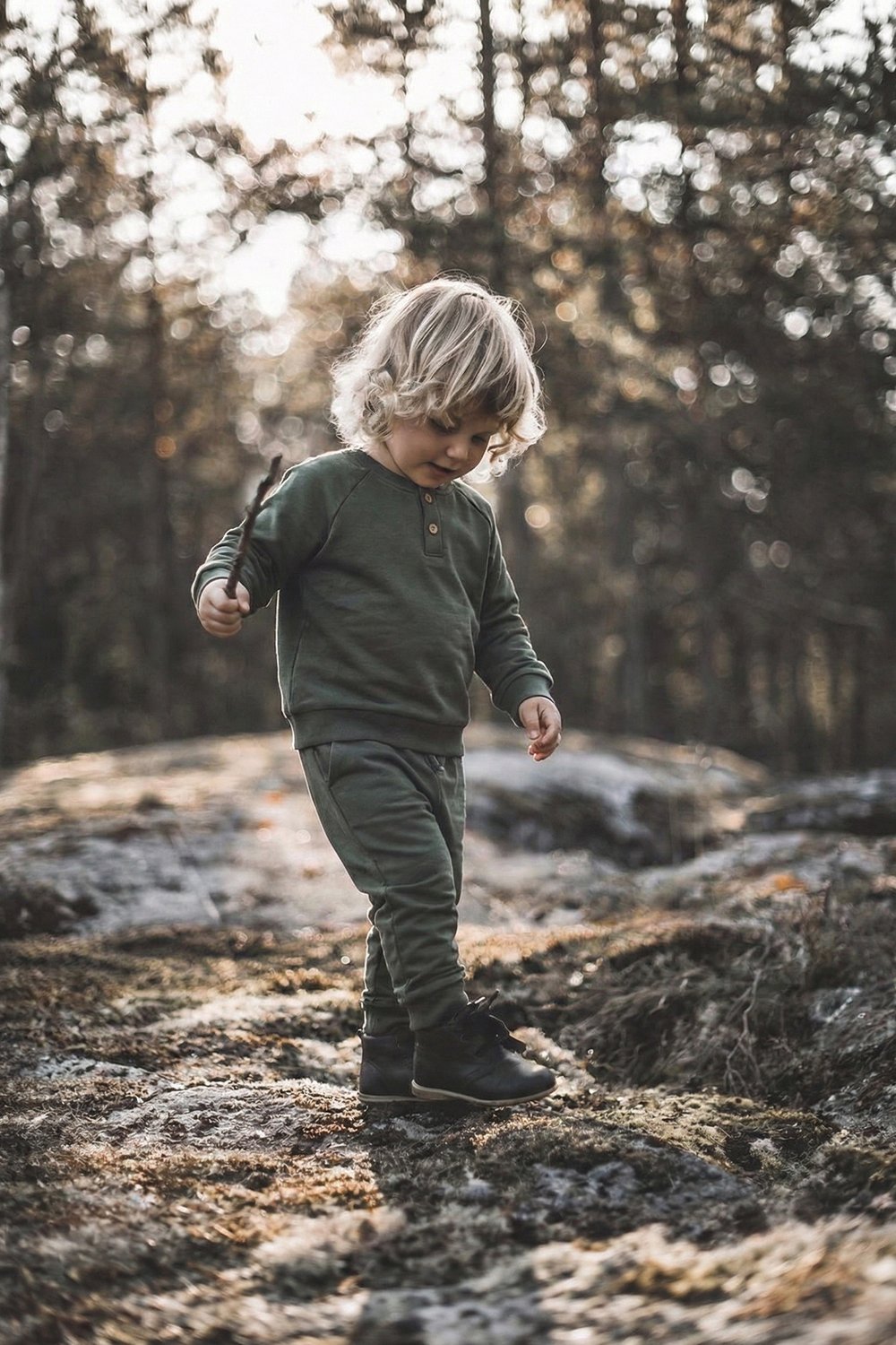 Reglan Kol Patlı Basıc Takım 1-8 Yaş haki yeşil