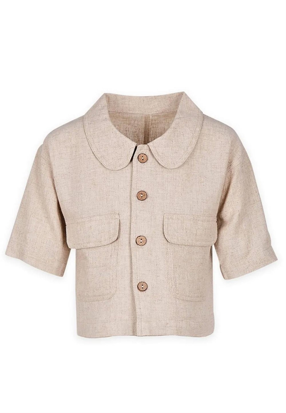 Sarh Keten Düğmeli Ceket 2-7 Yaş Nature