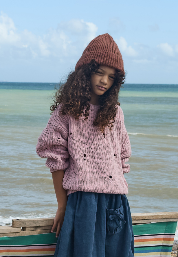 Selanik Triko Kazak 2-8 Yaş Pudra Pembe