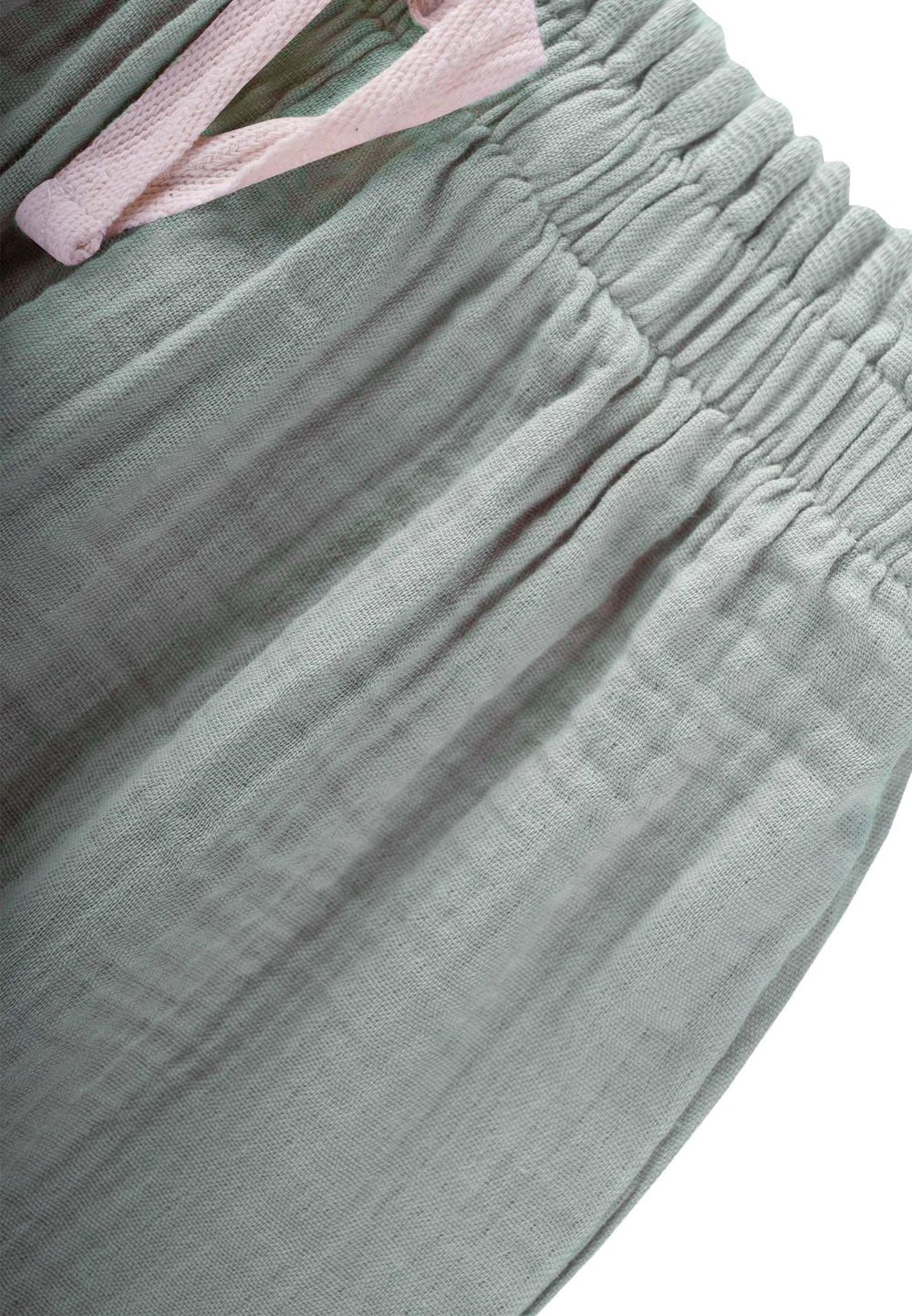 Beli Fırfırlı Geniş Kesim Müslin Pantolon 1-8 Yaş MİNT YEŞİLİ 