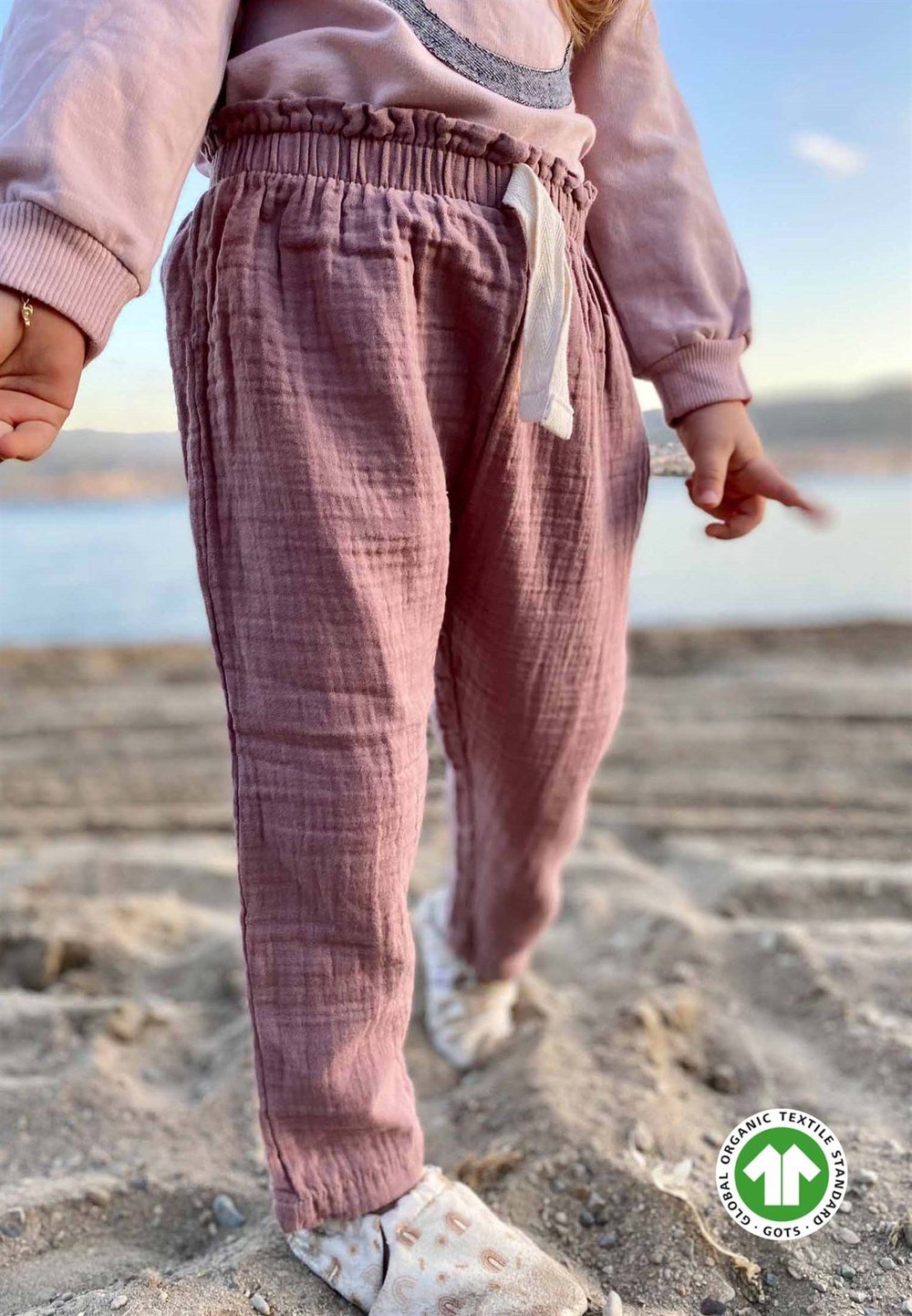 Beli Fırfırlı Geniş Kesim Müslin Pantolon 1-8 Yaş BAKIR 