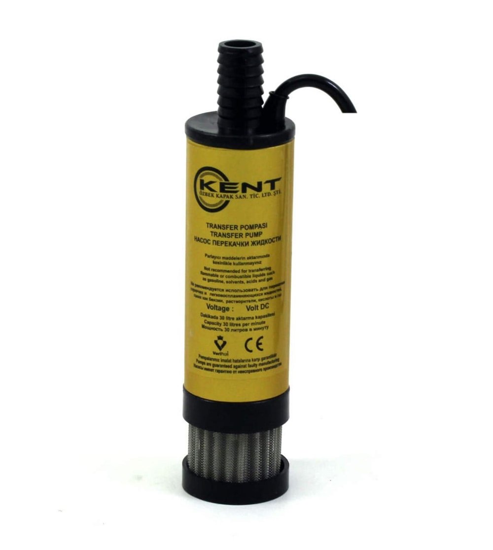Kent 12 Volt Mazot Su, Süt Dalgıç Pompa, Mini Sintine Pompası Süzgeçli 42 mm Dış Çap