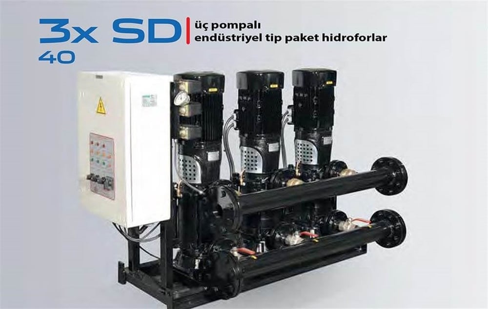 Komm 3x SD 40 Üç Pompalı Endüstriyel Tip Paket Hidrofor