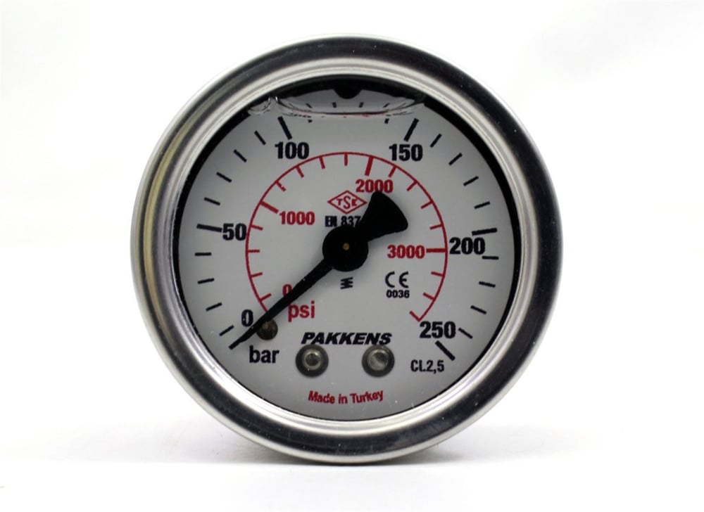 Pakkens 0-250 Bar 63 mm Arkadan Bağlantılı Gliserinli Manometre G 1/4 inç