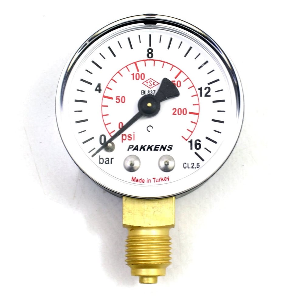 Pakkens Çap 50 0/16 Bar Kuru Tip Basınç Ölçer, Manometre, Basınç Göstergesi 1/4