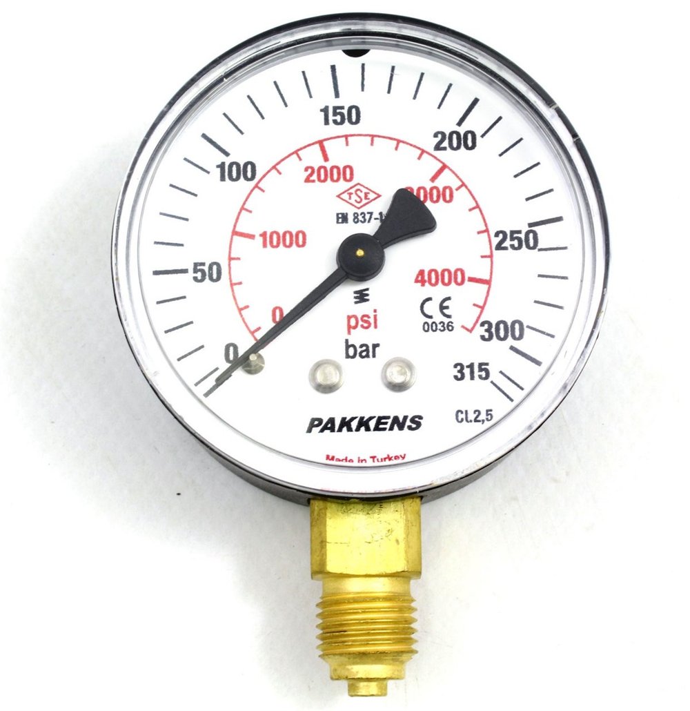 Pakkens Çap 63 0/315 Bar Kuru Tip Basınç Ölçer, Manometre, Basınç Göstergesi 1/4
