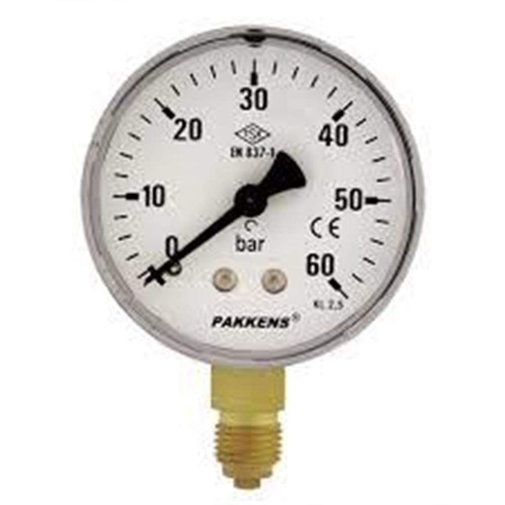 Pakkens Çap 63 0/400 Bar Kuru Tip Basınç Ölçer, Manometre, Basınç Göstergesi 1/4