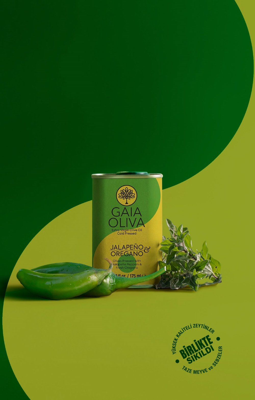 Jalapeno-Dağ Kekiği Mix Çeşnili 175 ml Natürel Sızma Zeytinyağı