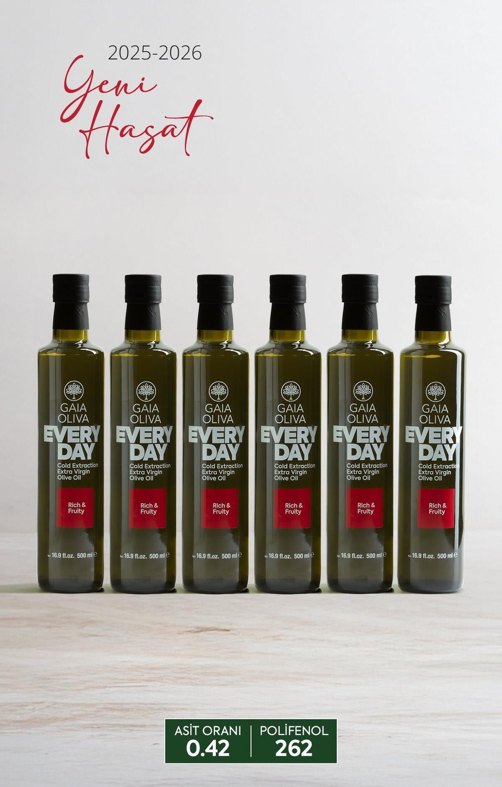 6lı Everyday 500 ml Natürel Sızma Zeytinyağı (Yeni Hasat)