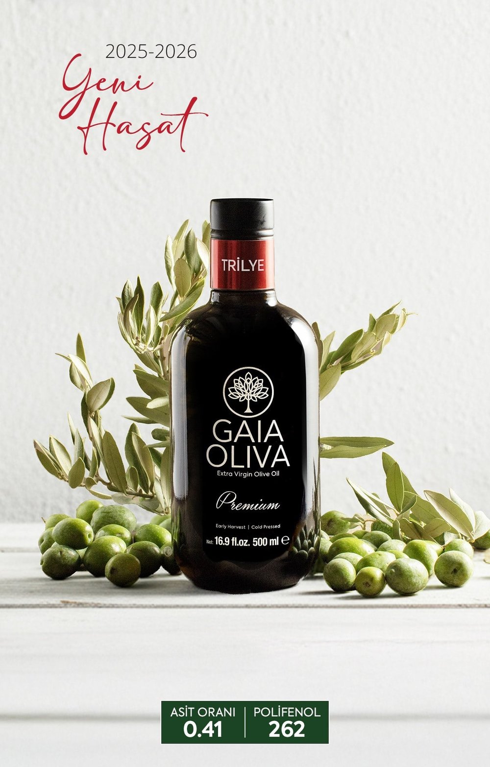 Premium Trilye 500 ml Erken Hasat Natürel Sızma Zeytinyağı (Yeni Hasat)