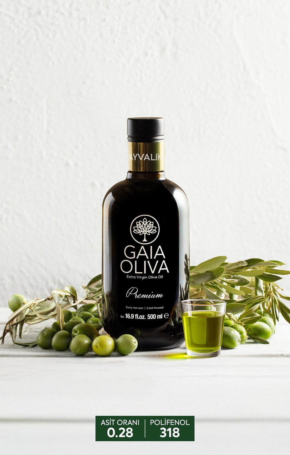 Premium Ayvalık 500 ml Erken Hasat Natürel Sızma Zeytinyağı