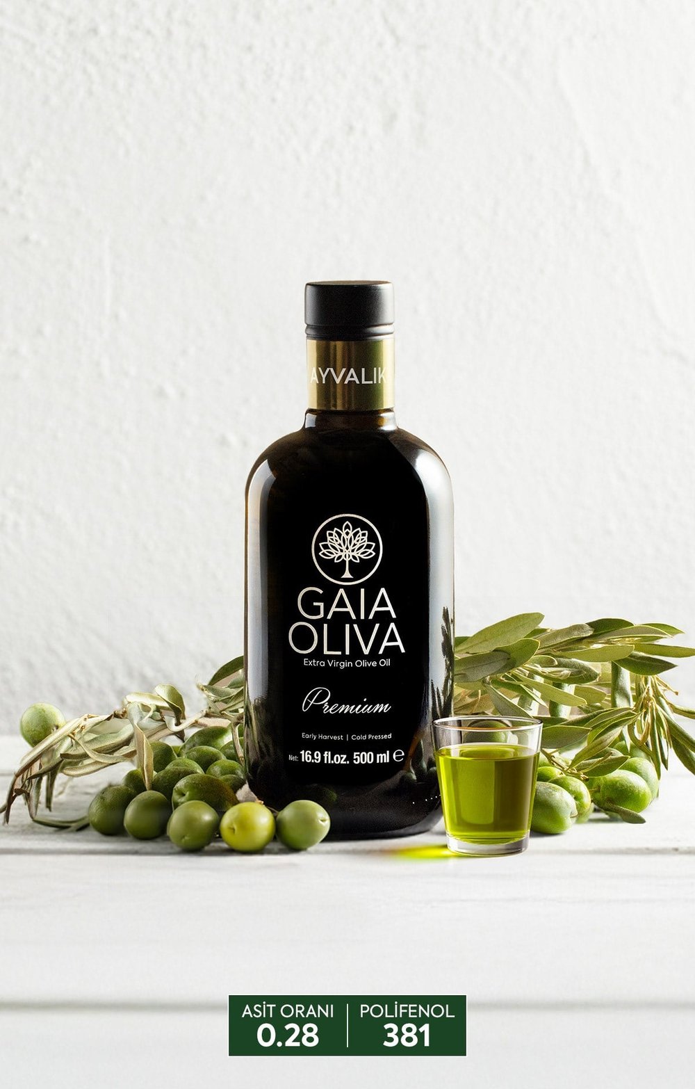 Premium Ayvalık 500 ml Erken Hasat Natürel Sızma Zeytinyağı
