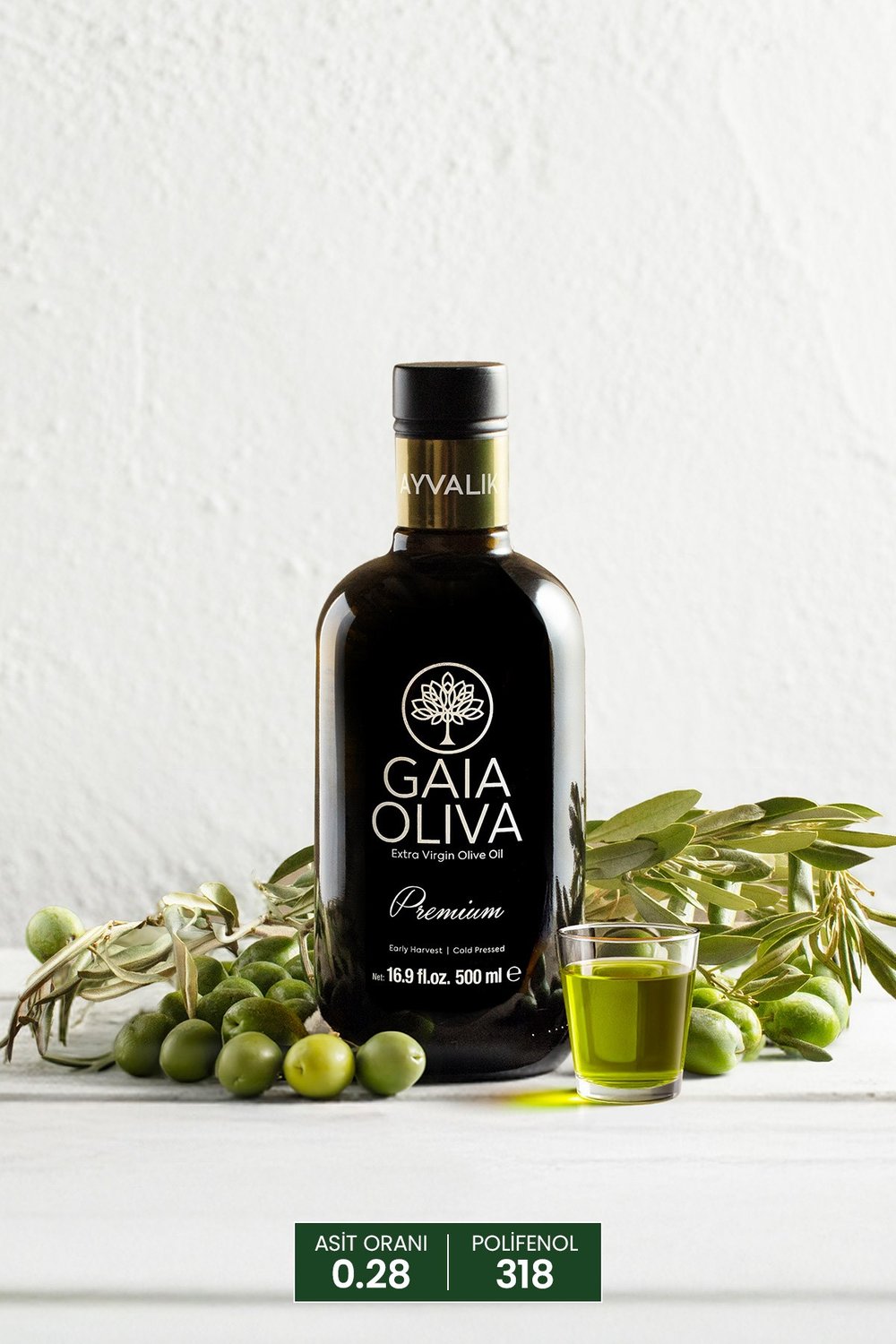 Premium Ayvalık 500 ml Erken Hasat Natürel Sızma Zeytinyağı