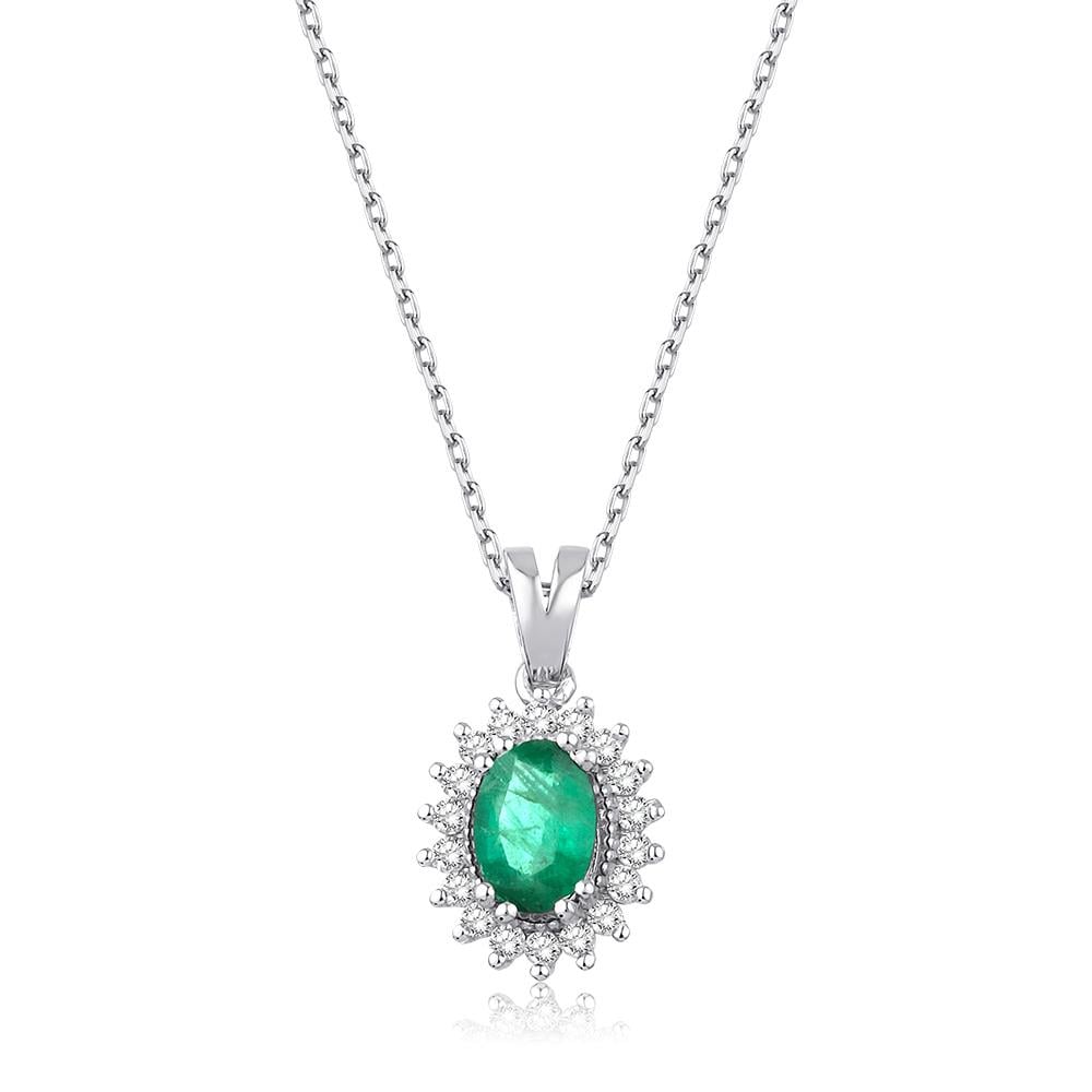 0.14 Ct Pırlanta Zümrüt Tasarım Kolye