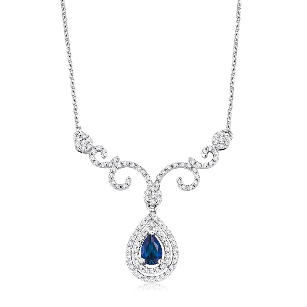 1.64 Karat Pırlanta Safir Kolye