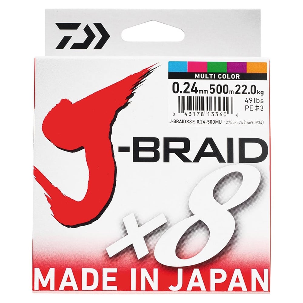 Daiwa JBraid 8B 500M Multi Color ip Misina