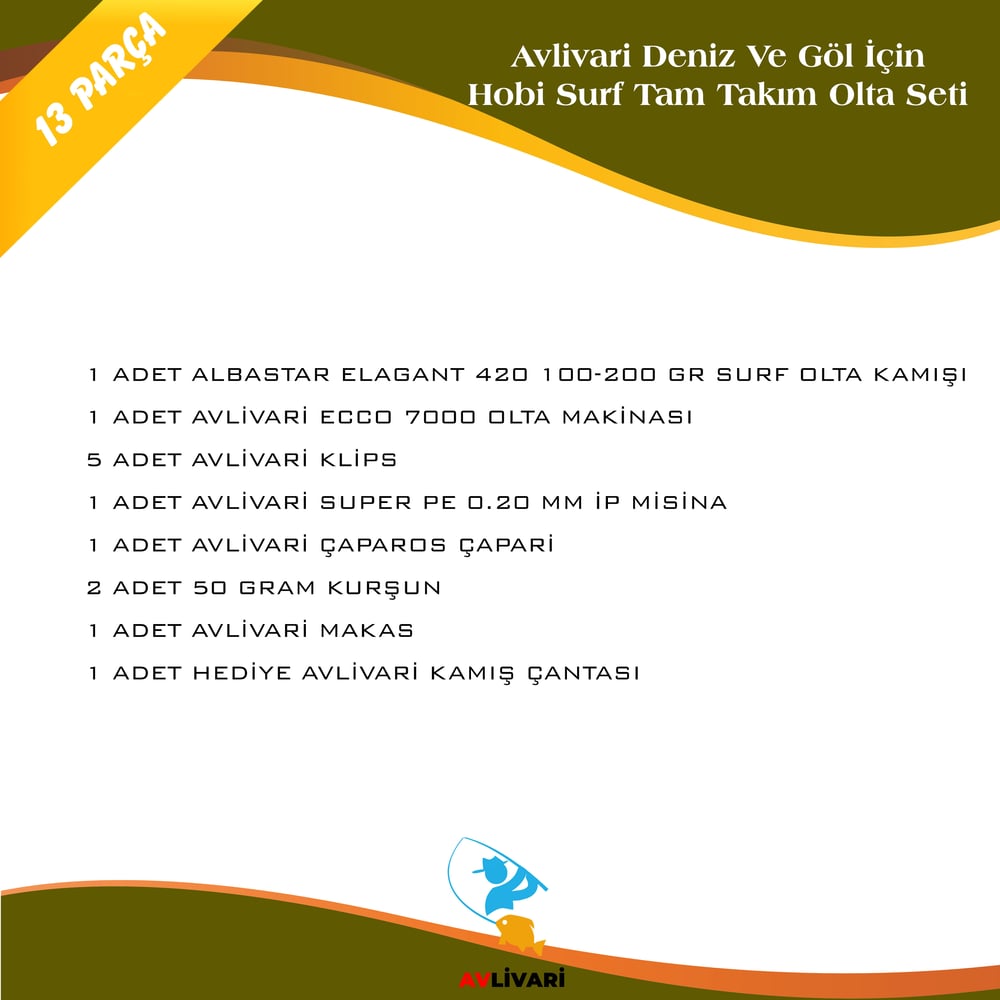 Albastar Elagant 420 Cm 100-200 Gr Ecco 7000 Tam Takım Hobi Surf Olta Seti