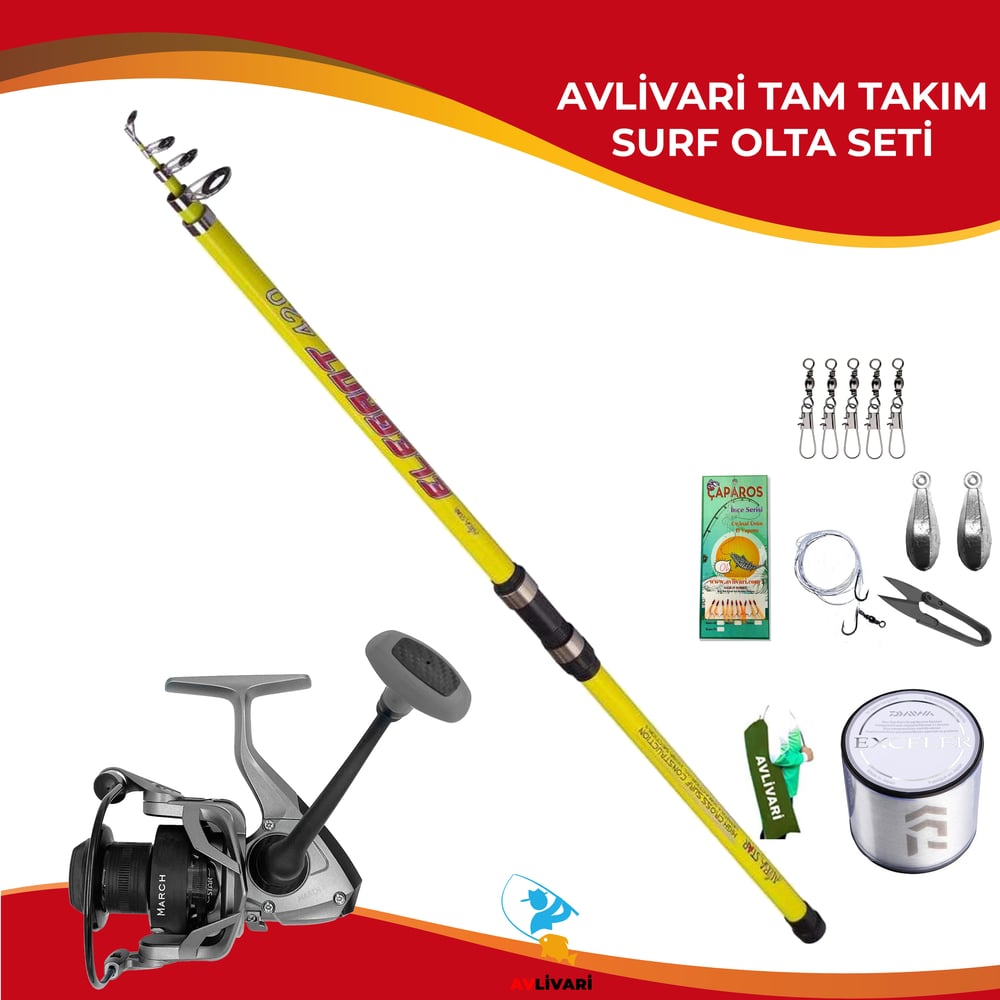 AlbaStar Elegant 420 cm 100-200 Gr - Albastar March 6000 Tam takım Kıyı Hobi Surf Olta Seti