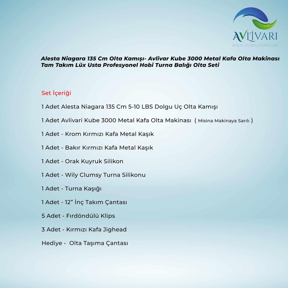 Alesta Niagara 135 Cm Olta Kamışı- Avlivar Kube 3000 Metal Kafa Olta Makinası Tam Takım Lüx Usta Profesyonel Hobi Turna Balığı Olta Seti