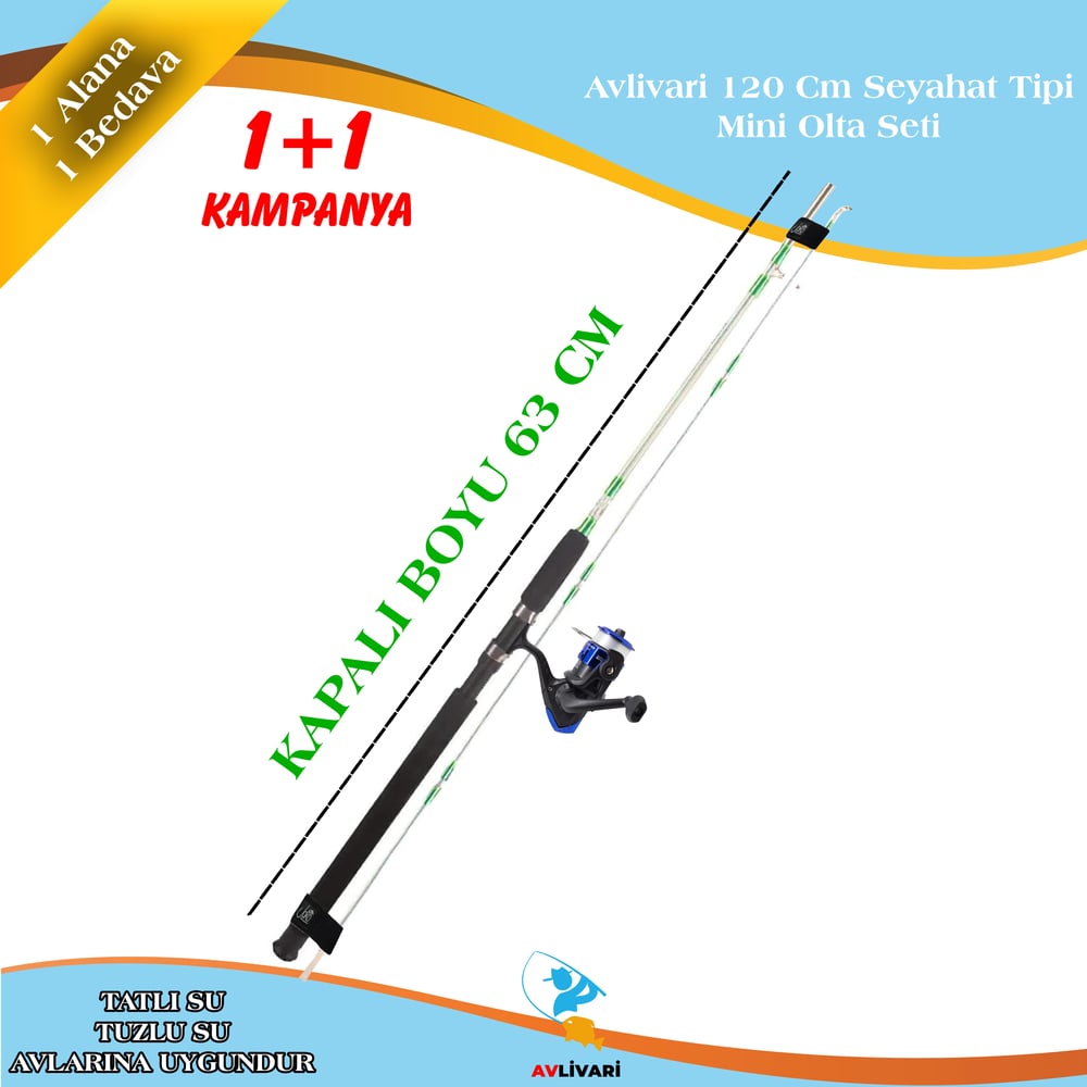 Avlivari 120 Cm Seyahat Tipi Mini Olta Seti 1+1 Kampanyalı