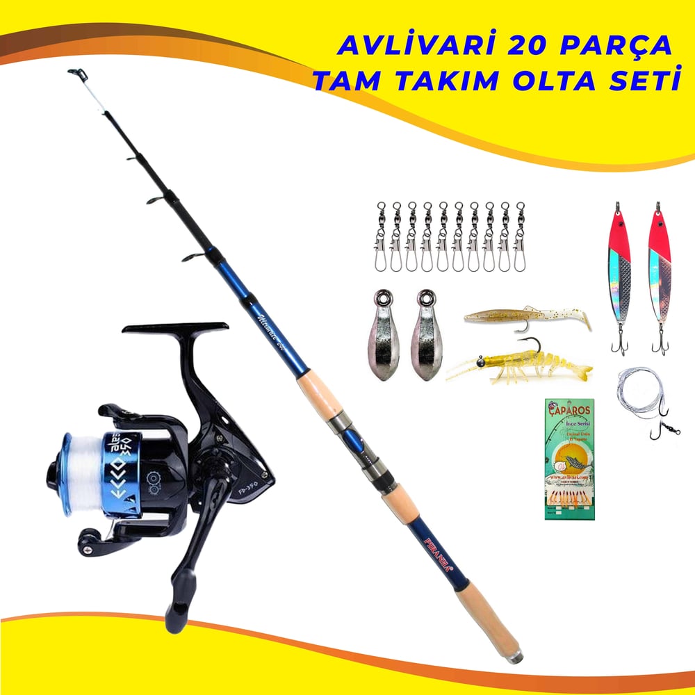 Avlivari 20 Parça 300 Cm Ecco 4000'lik Olta Makinası Tam Takım Hobby Olta Seti