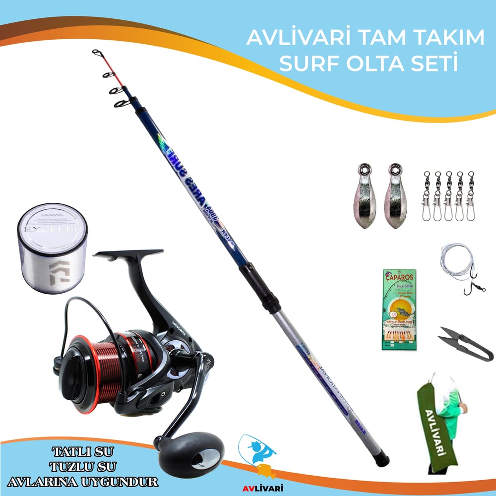 Avlivari Bauer Ares 420 Cm 100-250 Gr - Captain Sumo 8000 Tam Takım Kıyı Hobi Profesyonel Surf Olta Seti