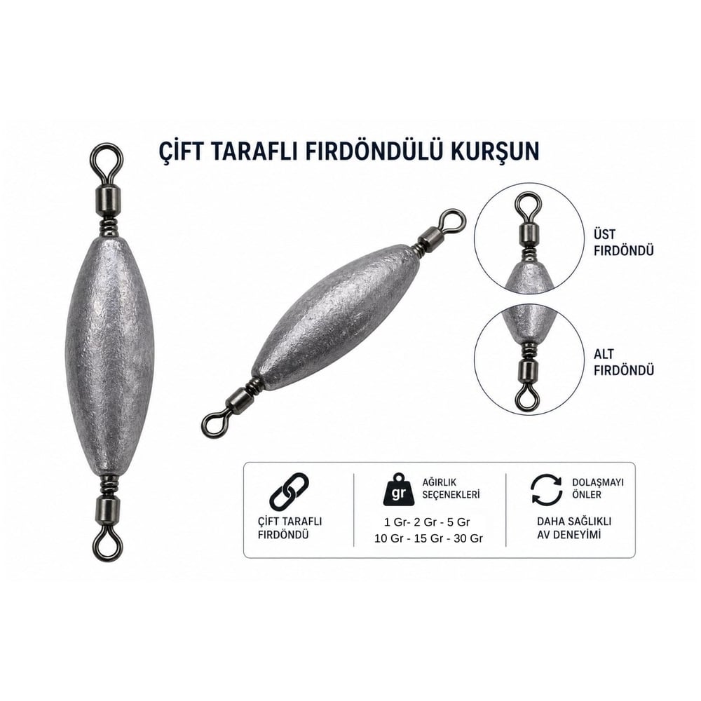 Avlivari Çift Taraflı Fırdöndülü Kurşun 1 Gr 5li Paket