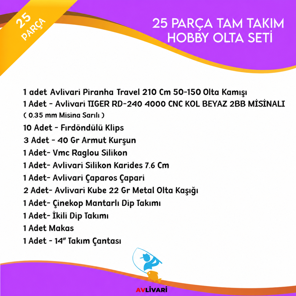 Avlivari Piranha Travel 210 Cm Olta Kamışı TIGER RD-240 4000 Makine Full Hobi Olta Seti