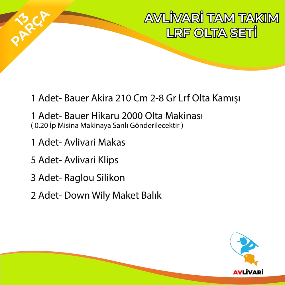 Bauer Akira 210 Cm 2-8 Gr Lrf Olta Seti - Bauer Hikaru 200 Olta Makinası Tam Takım Hobi Usta Lrf Olta Seti