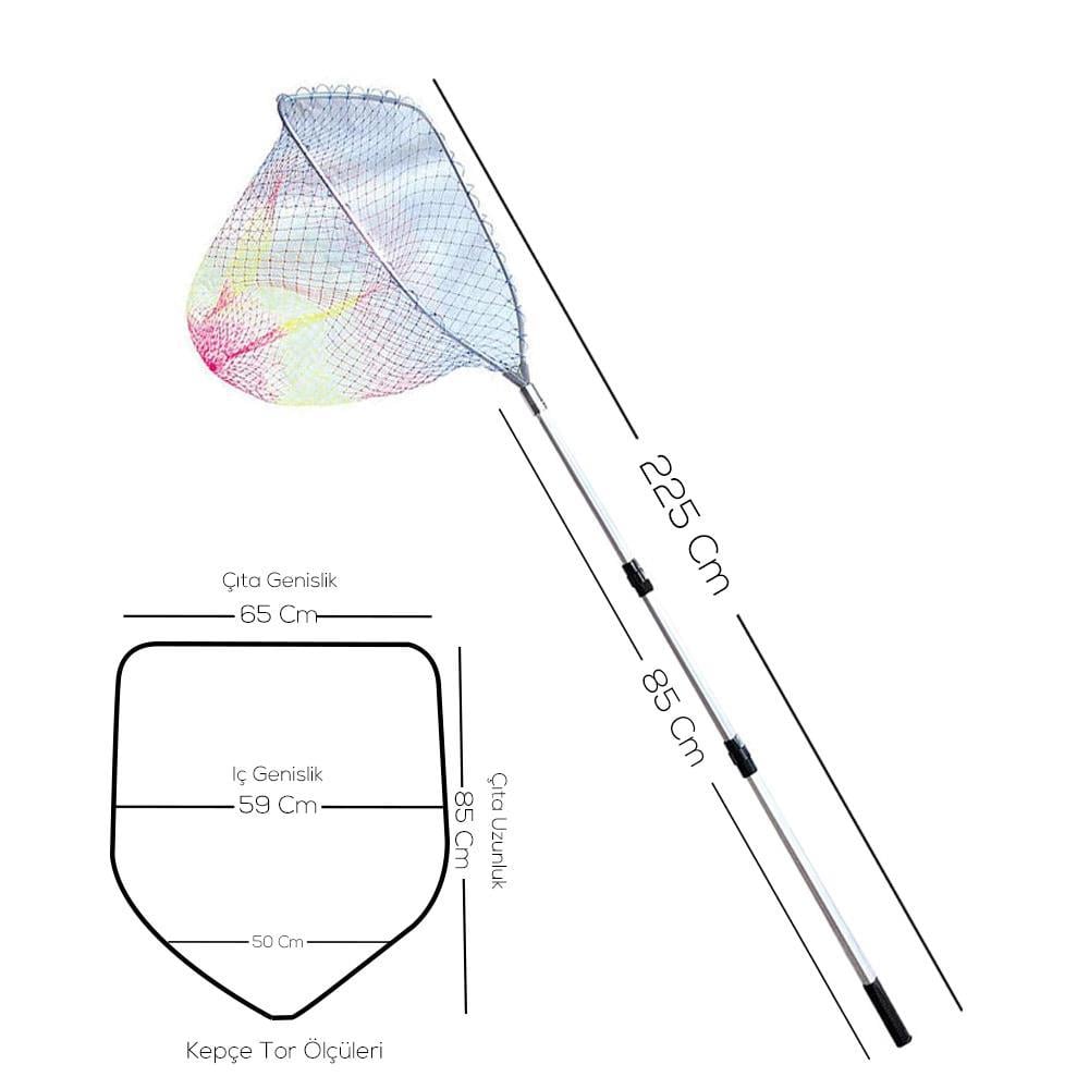 Bauer Lnk-040 Teleskopik Misina Torlu Üçgen Balıkçı Kepçesi 225 Cm (48 x 58)