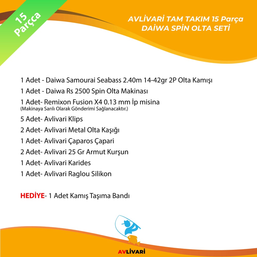 Daiwa Samourai Seabass 2.40m 14-42gr 2P Olta Kamışı -  Daiwa Rs 2500 Tam Takım Spin Olta Seti