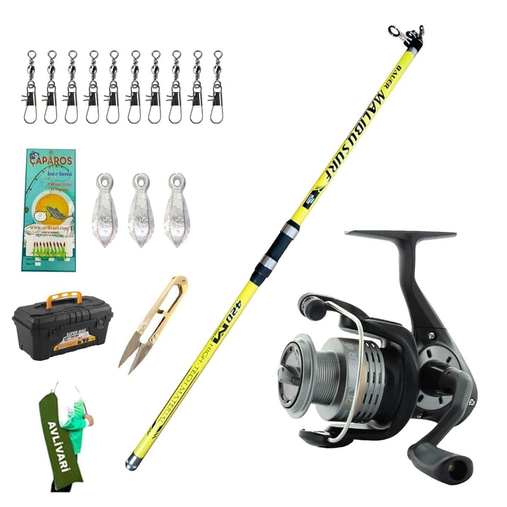 Okuma Revenger RV-55 Otta Makinesi - Bauer Malibu 420 Cm Tam Takım Lux Usta Profesyonel Hobi Surf Olta Seti 
