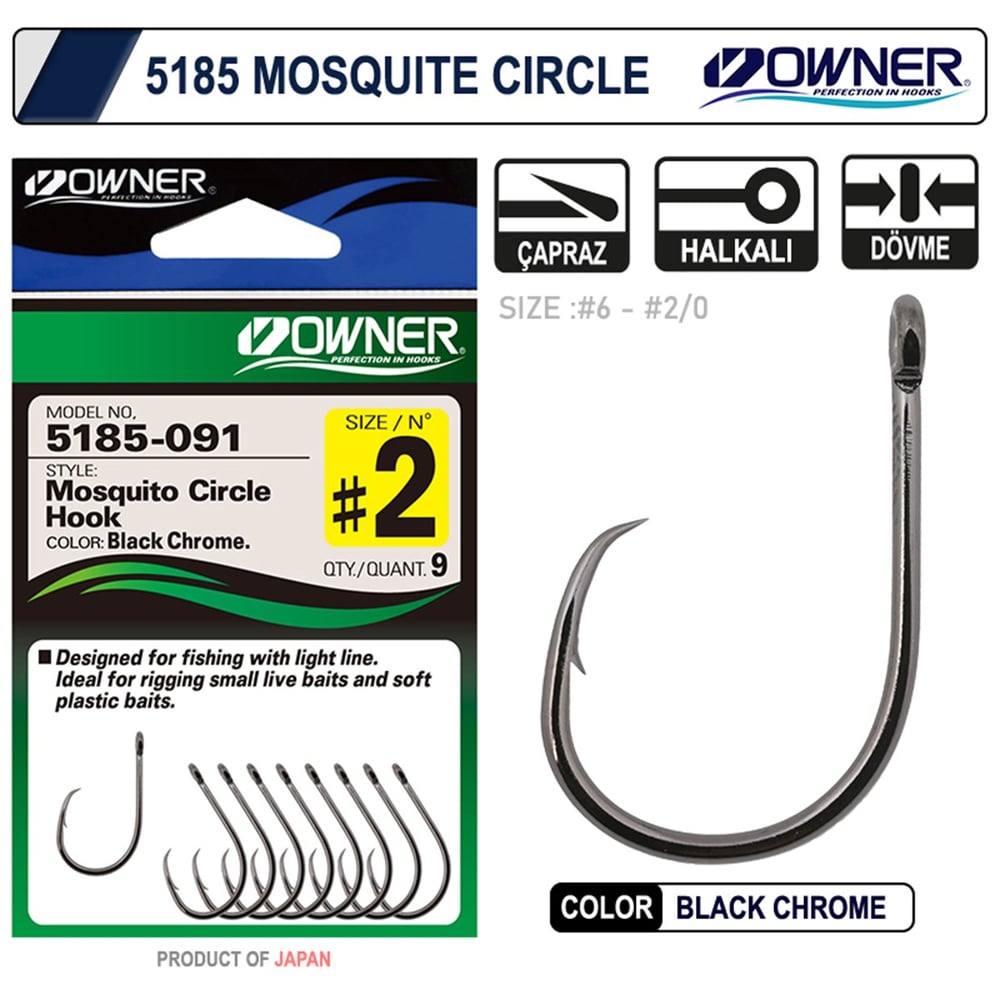 Owner 5185-101 Mosquito Circle Black Chrome Sinek İğne