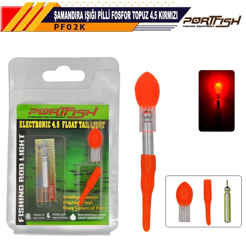 Portfish Şamandıra Işığı Pilli Fosfor Topuz 4,5 Kırmızı